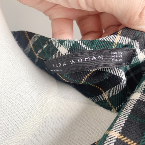 ZARA Dark Green Plaid Maxi Dress XS A-Line - Picture 3 of 4
